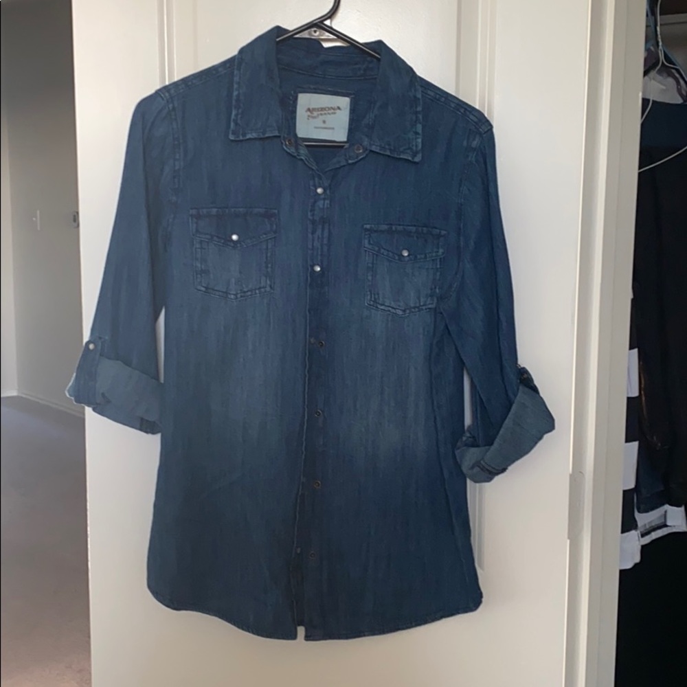 Denim button down top
